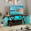 3-Tier Entertainment Center with LED Lights-Coffee