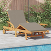 Folding Sun Lounger with Wheels & Cushion Taupe Solid Wood Acacia