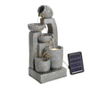 Garden Water Feature Solar Power Outdoor Tiered Pot Cascading Fountain Landscape