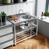 Commercial Stainless Steel 1.0 Bowl Sink Catering Kitchen WorkTable&Drainer Unit