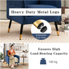 Armchair Blue Linen Fabric Tufted Back Metal Legs Upholstered Accent Chair