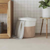 Storage Basket with Lid Brown and White Ø40x35 cm Cotton
