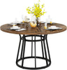 Round Dining Table for 4 People, 120cm Circle Dining Room Table with Metal Base