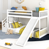 Double Bunk Beds 3FT Single Pine Wooden Bed Kids Sleeper with Slide and Ladder
