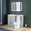 Bathroom Vanity Unit Sink Grey Cabinet Left Hand Basin Storage with WC Toilet