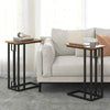 Heavy-duty Metal Frame End Table C-Shaped Side Table w/ Adjustable Feet