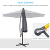 3m Garden Banana Parasol Cantilever Umbrella with Cross Base Grey