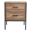 Metal Frame Bedside Table Retro Wooden Nightstand Vintage Storage Side Cabinet