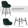 2X Green Velvet Bar Stools Kitchen Breakfast Stool Footrest 65 cm Padded Seat