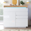 Sideboard with LED High Gloss White Storage Cabinet 3 Drawer Chest of Drawers