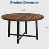 120cm Round Dining Table Industrial Wooden Kitchen Table for 4 to 6