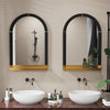 Retro Arched Wall Mirror with Shelf Anti-rust Farmhouse Vanity Mirror Over Sink