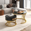 Set of 2 Coffee Nesting Table Set Detachable Sofa Side End Table Marble Effects