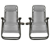 Zero Gravity Chair 2x Reclining Grey Garden Patio Foldable SunLounger CupHolder