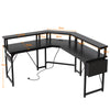 Flamaker L Shaped Gaming Desk with LED & Power Strip 150x150cm Computer Table