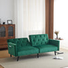 3 Seater Click Clack Sofa Velvet Mid Century Modern Couch with Solid Wooden Legs