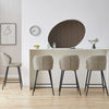 2 Pcs Beige PU Bar Stools Restaurant Bar Stools Soft Padded Seat Back Metal Legs