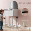 Dressing Table with Arched Mirror and 3 Drawers for Bedroom Small Spaces White