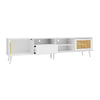 TV Stand Cabinet 1 Drawer 2 Doors Wooden Rattan TV Entertainment Unit White UK