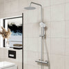 Thermostatic Exposed Shower Mixer Bathroom Twin Head Large Round Bar Set Chrome