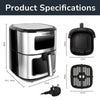 Air Fryer 6.5L Digital Kitchen Oven Oil Free Low Fat Healthy Air Frying 1700W UK