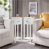 Slim Bedside Tables Set of 2PCs, White Tall Nightstands with Drawer & Shelf Home
