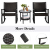 3 Pieces Garden Wicker Furniture Outdoor Rocking Chairs w/Tempered Glass Table