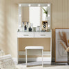 White Dressing Table with LED Lights Mirror 2 Drawers Stool Vanity Make up Desk