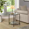 2 Tier Round Glass Coffee Table Living Room Sofa Side Table Steel Leg Furniture