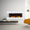 Electric Fireplace Off White MDF Suite Fire Flame Bedroom Living Room Heater