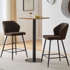 Set of 2 Bar Stools Faux Leather Seat Counter Stools Back Bar Stools