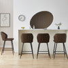Set of 2 Bar Stools Faux Leather Seat Counter Stools Back Bar Stools