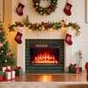 Electric Fireplace Heater Flame Effect Remote Freestanding Black With Timer LED