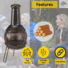 Garden Chimenea Patio Heater Log Burner Large Black Steel Fire Pit Outdoor