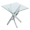 Square Glass Coffee Table Side Table Cross Stainless Steel Legs Sofa Living Room