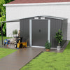 8 X 8ft Outdoor Garden Storage Shed w/Doule Slide Doors Galvanised Metal Black