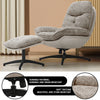 2Pcs Chenille Fabric Single Sofa Armchair Relaxing Recliner Chair & Ottoman Set