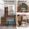 Dressing Table Vanity Set Makeup Stool 3-Drawer Chest Storage LED Light-Coffee