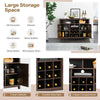 Buffet Storage Cabinet Farmhouse Sideboard w/9-Bottle Wine Rack-Brown