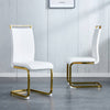 Dining Chairs Set of 4 Faux Leather Cantilever Chairs with Golden Metal Frame