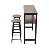 Vintage 3 Piece Breakfast Counter Bar Table and Stools Set with Storage Shelves