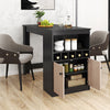 Kitchen Counter Height Dining Table with Storage Cabinet-Black