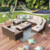 11 Piece Patio Conversation Sofa Set Wicker Outdoor Furniture Set with Cushioned