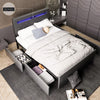 Double Bed Frame LED Upholstered Headboard 4 Storage Drawers Bedroom Faamdtzqank