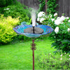 30'' Height Flower Glass Bird Bath w/ Metal Stake Outdoor Garden Yard Birdbath