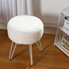 Shaggy Fluffy Stool Footstool Vanity Dining Chair Piano Seat with Iron Wire Legs