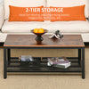 HOMCOM 2-Tier Wooden Coffee Table Retro Industrial Style Side Desk Living Room