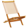 Folding Garden Chairs 8 pcs Beige Fabric and Solid Wood H9N8