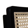 Black Upholstered Rattan Back Scandinavian Style Dining Chairs – Set of Two