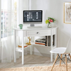 Computer Desk Corner Workstation L Shaped Drawer Shelves Small Home Office White